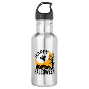 Vintage-Happy-Halloween-Geist-Kürbis-Shirt-Design Edelstahlflasche