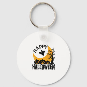 Vintage-Happy-Halloween-Geist-Kürbis-Shirt-Design Schlüsselanhänger