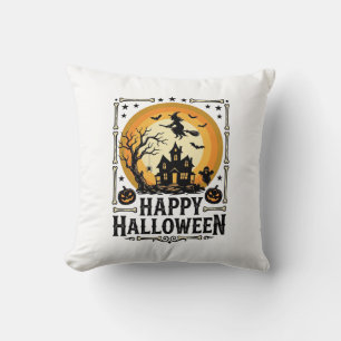 Vintage-Happy-Halloween-Hexe-Mond-Shirt-Design_1 Kissen