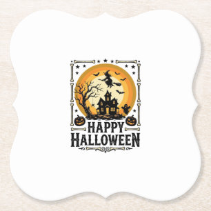 Vintage-Happy-Halloween-Hexe-Mond-Shirt-Design_1 Untersetzer