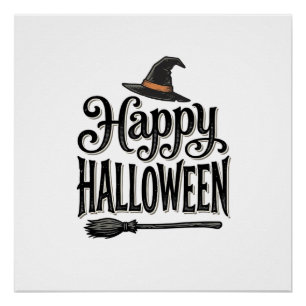 Vintage-Happy-Halloween-Hexenhut-Shirt-Design_1 Poster