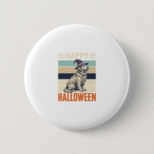 Vintage-Happy-Halloween-Hund-Hexenhut-Shirt-Design Button