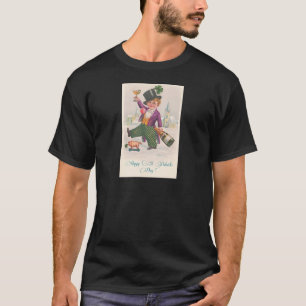 Vintage Happy St. Patrick's Day Shamrock Champagne T-Shirt