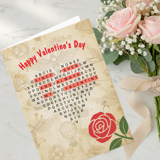 Vintage Happy Valentine's Day Card, Men, Heart Feiertagskarte