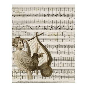Vintage Harfenmusik 304 Poster