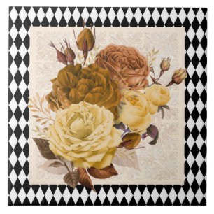 Vintage Harlequin-Gartenrosen  Fliese