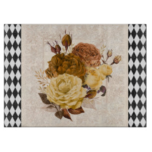 Vintage Harlequin-Gartenrosen Schneidbrett Schneidebrett