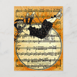 Vintage Harlequin-Mädchen Postkarte
