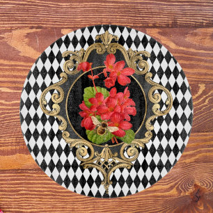 Vintage Harlequin Rote Begonien  Schneidebrett