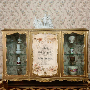 Vintage Harp Sheet Music Floral Ephemere Decoupage Seidenpapier