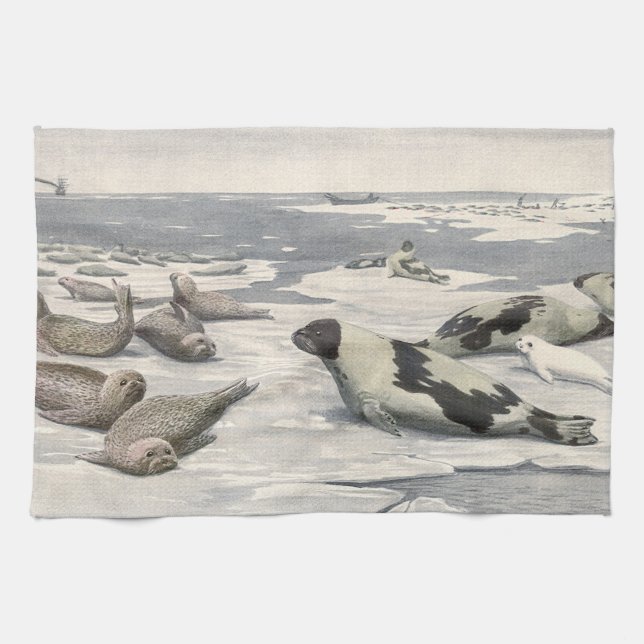 Vintage Harp-Siegel von Louis Futes Geschirrtuch (Horizontal)