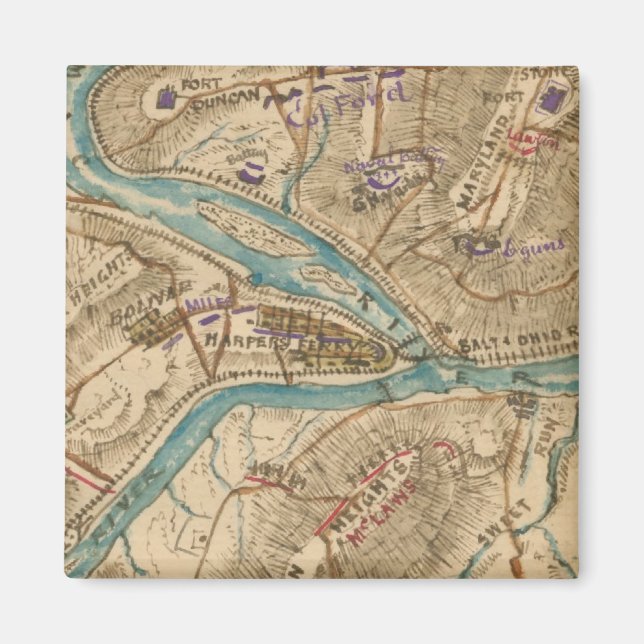 Vintage Harpers Ferry Civil War Map 1862 Magnet (Vorne)