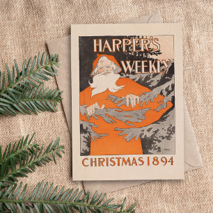 Vintage Harper's Weekly Christmas 1894 Feiertagskarte