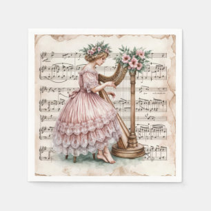 Vintage Harpist-Musik Serviette