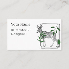 Vintage-Hartebeest-Antilope - Botanische Kunst Visitenkarte