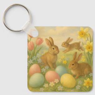 Vintage-Häschen/Osterhase Osterei/Frühling Schlüsselanhänger