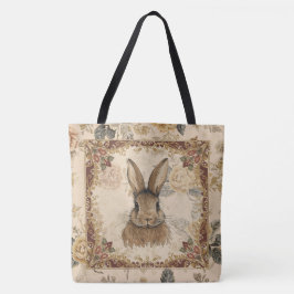 Vintage-Hase, süßer Hase mit Blumenmuster Tasche