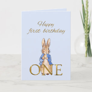 Vintage-Hase zum ersten Geburtstag Karte