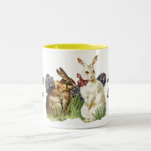 Vintage-Hasen-Osterkaffeetasse Zweifarbige Tasse