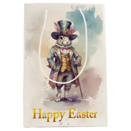 Vintage-Hasen-Zylinderhut Frohe Ostern Mittlere Geschenktüte