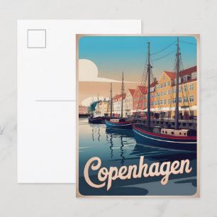 Vintage Häuser in Kopenhagen Bootspenden Postkarte