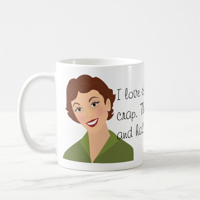 Vintage Hausfrau-lustige Tasse (Links)