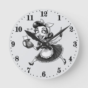 Vintage Hausfrau Runde Wanduhr
