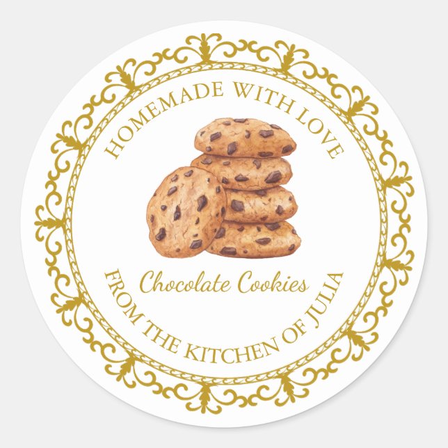 Vintage hausgemachte Cookies Runder Aufkleber (Vorderseite)