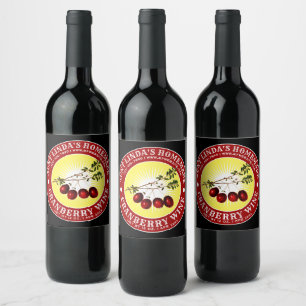 Vintage, hausgemachte Cranberry Weinetikett