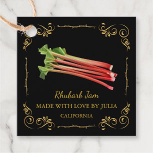 Vintage hausgemachte Rhubarb Jam Square Hang Tag Geschenkanhänger