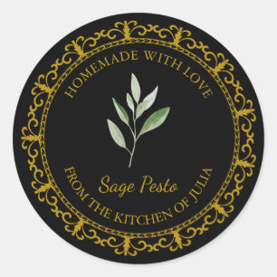 Vintage hausgemachte Seite Pesto Etikett Runder Aufkleber