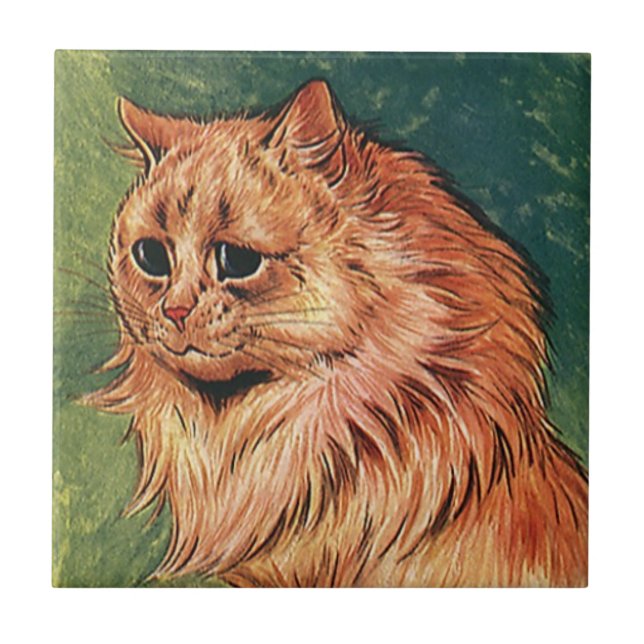 Vintage Haustiere, Orangenkatze mit langer Haare Fliese (Vorderseite)