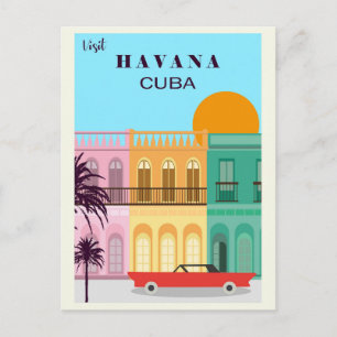 Vintage Havanna Kuba Farbige Reise Postkarte