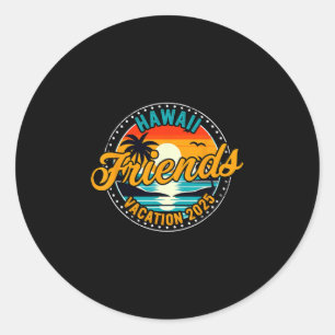 Vintage Hawaii Freunde Urlaub 2025 Sommerferien Runder Aufkleber