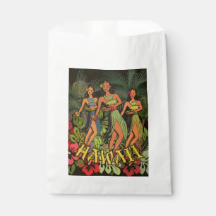 Vintage Hawaii Hula Tänzer Retro Tiki Palme Geschenktütchen