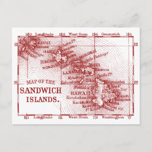 Vintage Hawaii-Karte, rot Postkarte