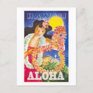 Vintage-Hawaii-Reiseposter Postkarte