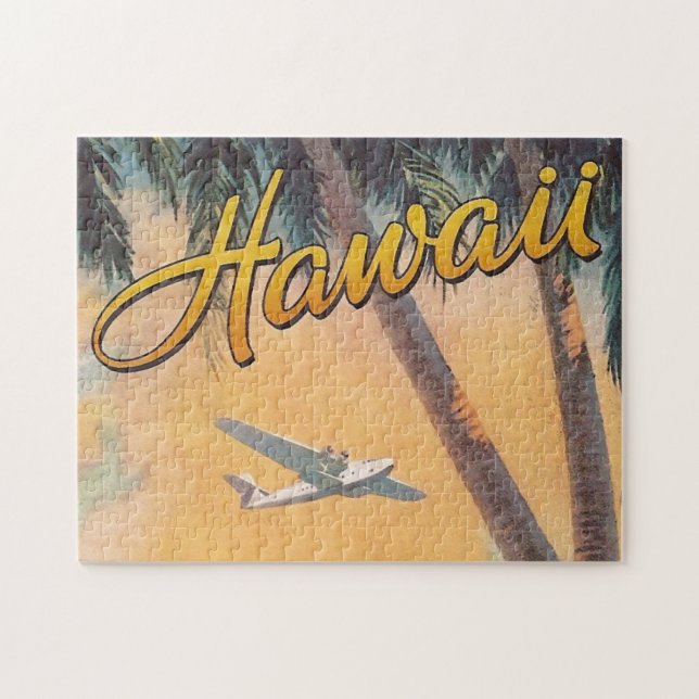 Vintage Hawaii Reiseroute Illustration Art (Horizontal)