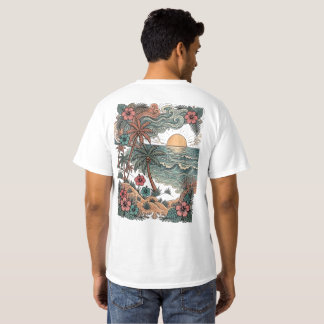 Vintage-Hawaii-Sonnenuntergang & Palmen T-Shirt