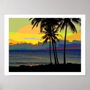 Vintage Hawaii-Sonnenuntergang Poster