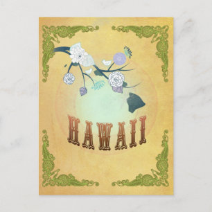 Vintage Hawaii-Staatskarte - Passionsfruchtgelb Postkarte