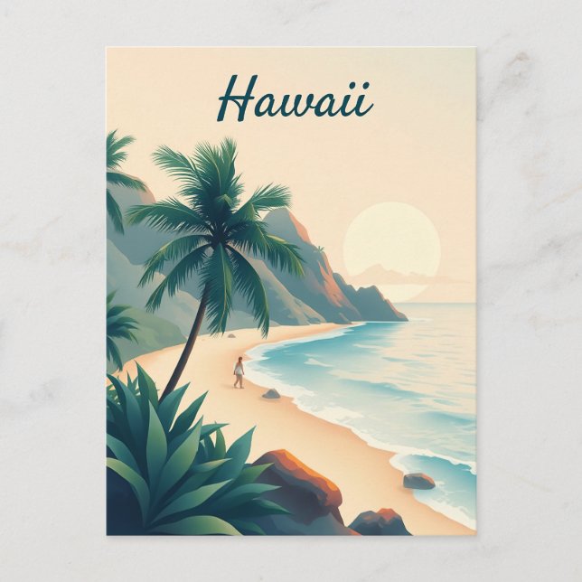 Vintage Hawaii Travel Illustration Postkarte (Vorderseite)