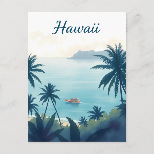 Vintage Hawaii Travel Illustration Postkarte (Vorderseite)