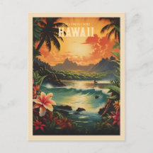 Vintage Hawaii Tropische Strand-Reisepostkarte