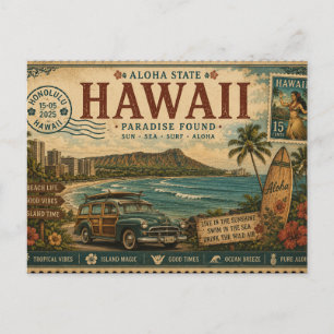 Vintage-Hawaii-Urlaubs-Souvenir Postkarte