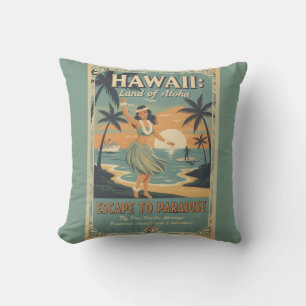 Vintage Hawaiian Land of Aloha Flucht ins Paradies Kissen
