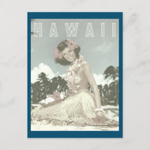 Vintage Hawaiian Reise - Hawaii Hula-Tänzerin Pos Postkarte