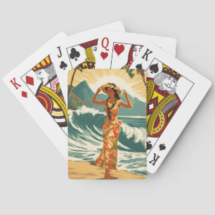 Vintage Hawaiian Reise Honolulu Mid-Pacific  Spielkarten