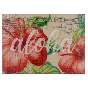 Vintage-Hawaiianische Hibiskus-Postkarte Schneidebrett