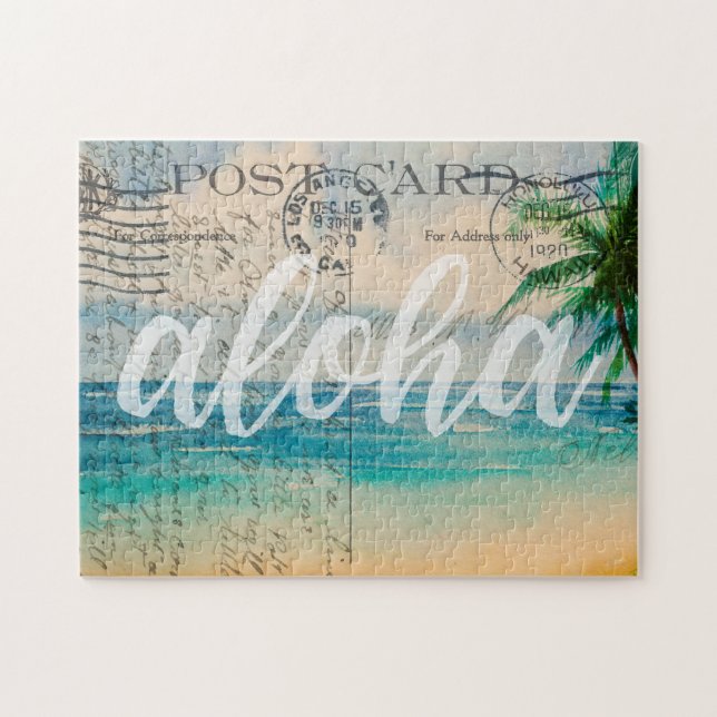 Vintage Hawaiianische Palmen Postkarte (Horizontal)